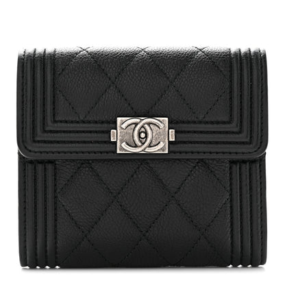 Chanel Caviar Quilted Compact Boy Wallet Black 1 of 8