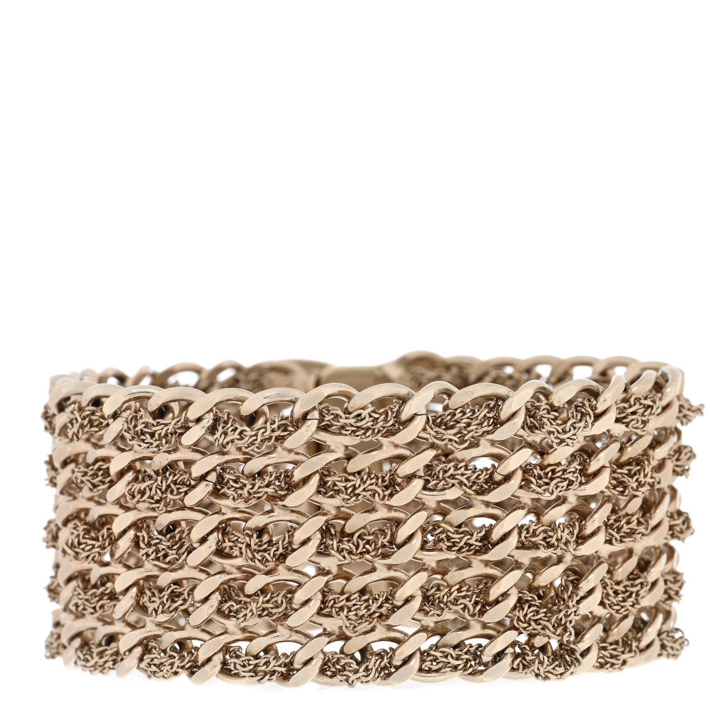 Metal CC Turnlock Multistrand Chain Bracelet Gold