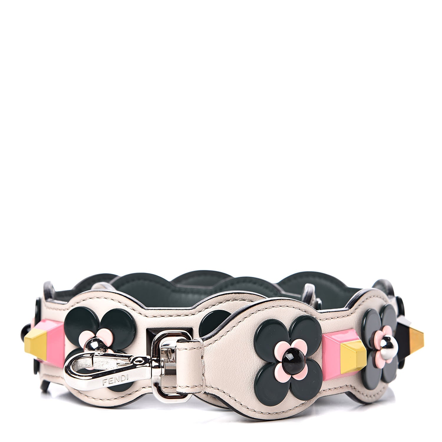 Fendi Vitello Dolce Plexiglass Flowerland Studded Strap You Camelia Multicolor 1 of 5