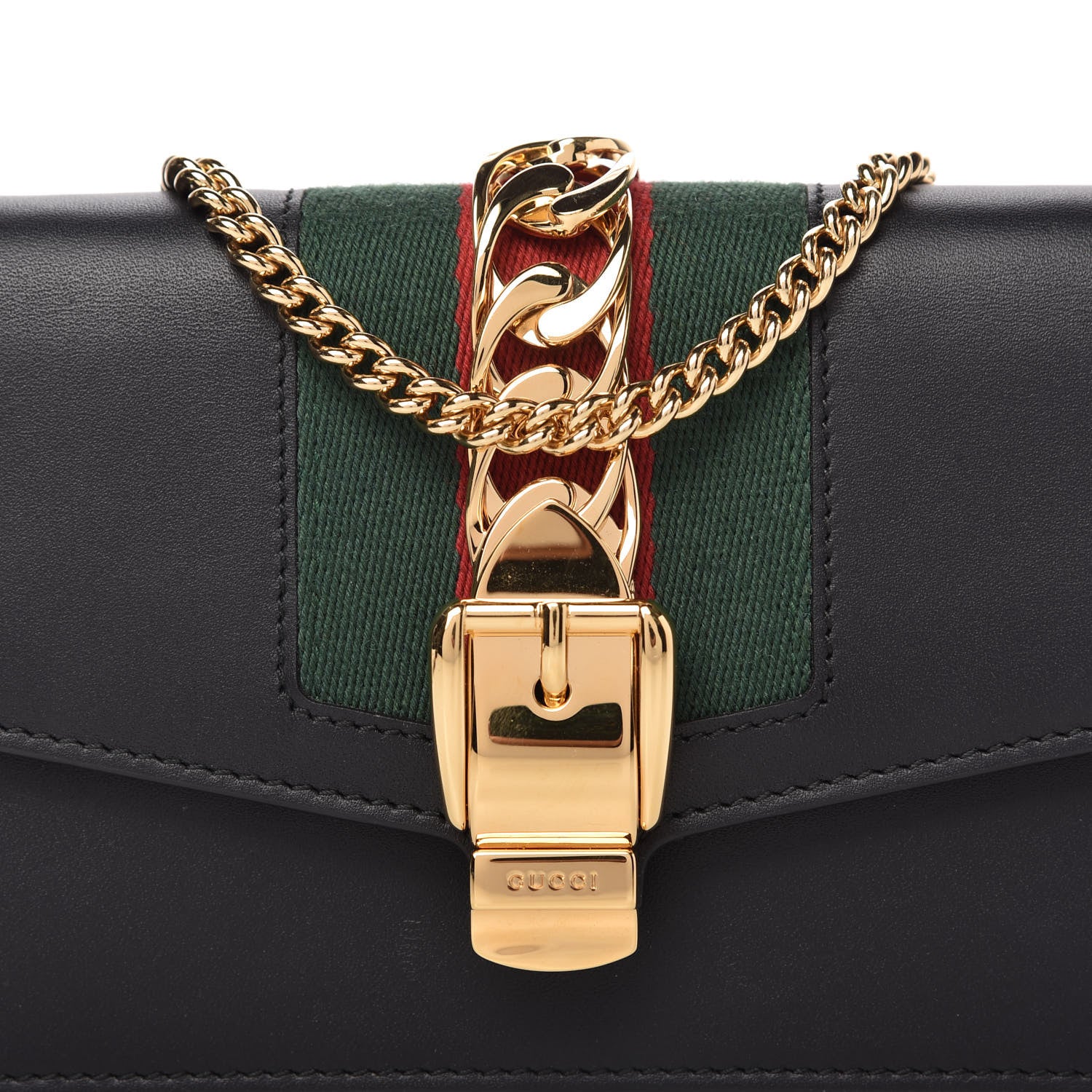 Gucci Calfskin Super Mini Sylvie Chain Shoulder Bag Black 10 of 10