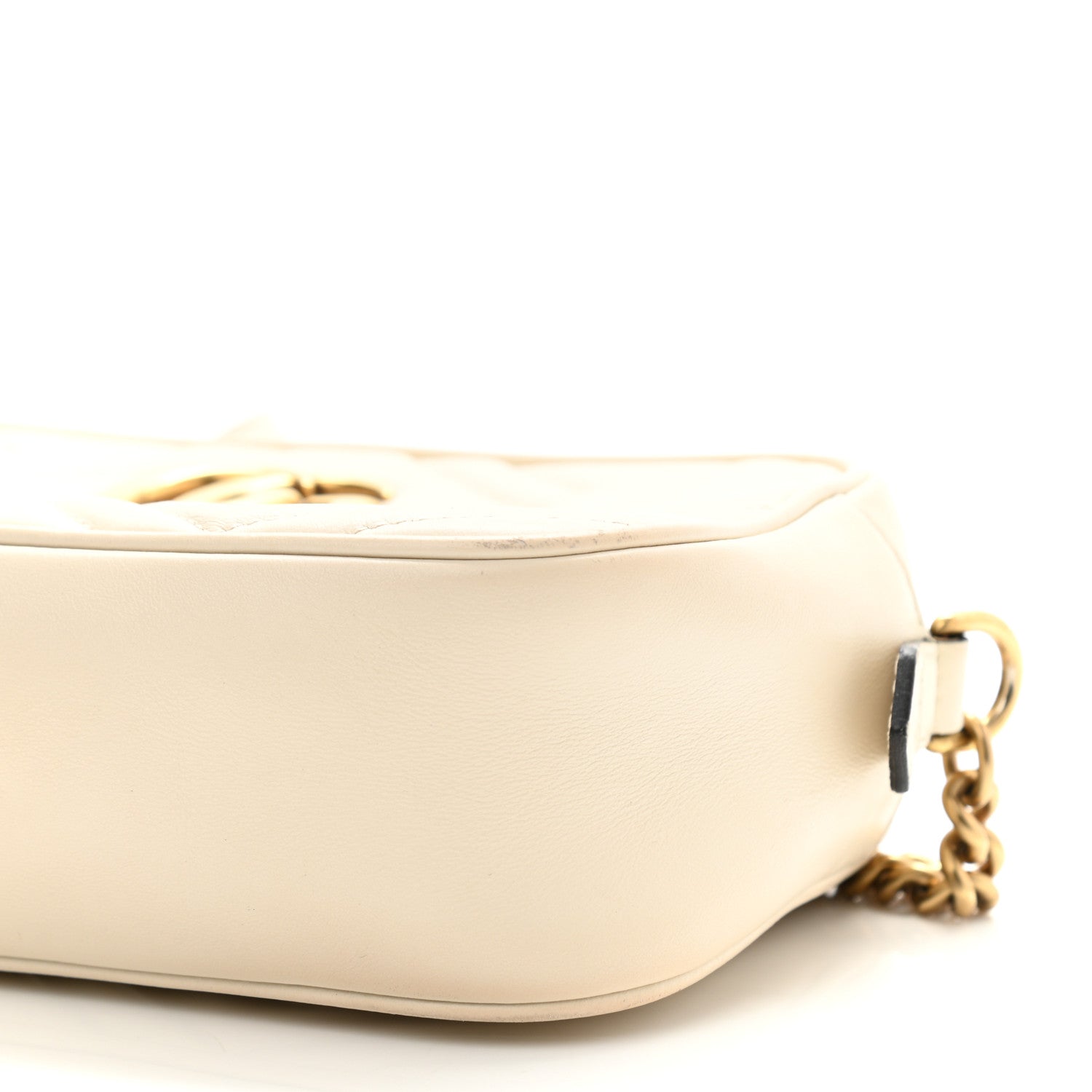 Gucci Calfskin Matelasse Small GG Marmont Chain Shoulder Bag White 10 of 13