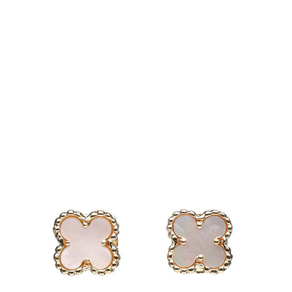 Van Cleef & Arpels 18K Yellow Gold Mother of Pearl Sweet Alhambra Earrings 1 of 5