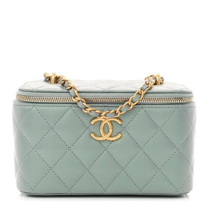 Chanel Metallic Lambskin Quilted Small CC Dynasty Vanity Case With Chain Grey 1 of 11