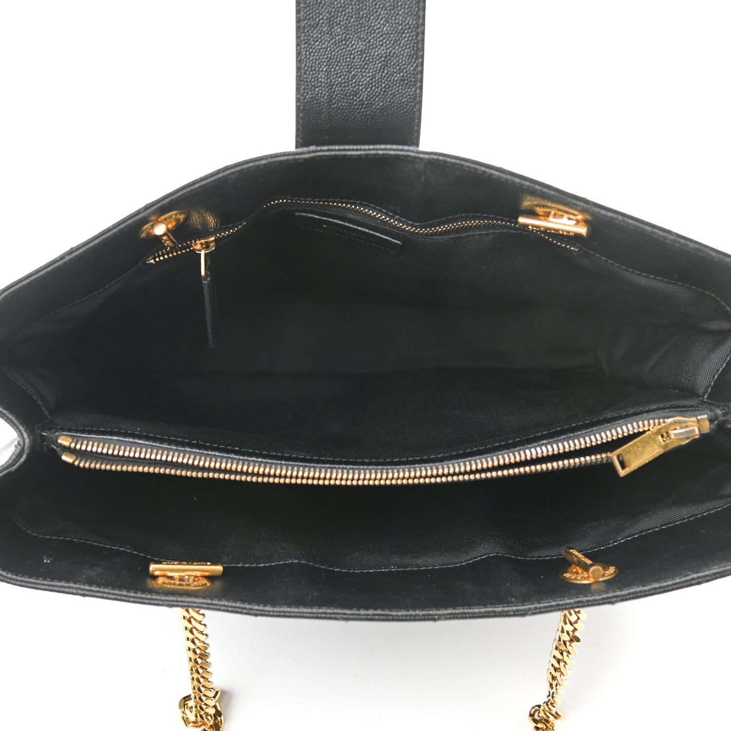 Saint Laurent Grain De Poudre Matelasse Chevron Monogram Shopping Bag Black 5 of 10