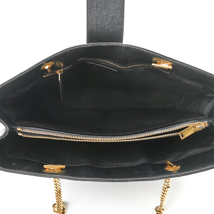 Saint Laurent Grain De Poudre Matelasse Chevron Monogram Shopping Bag Black 5 of 10