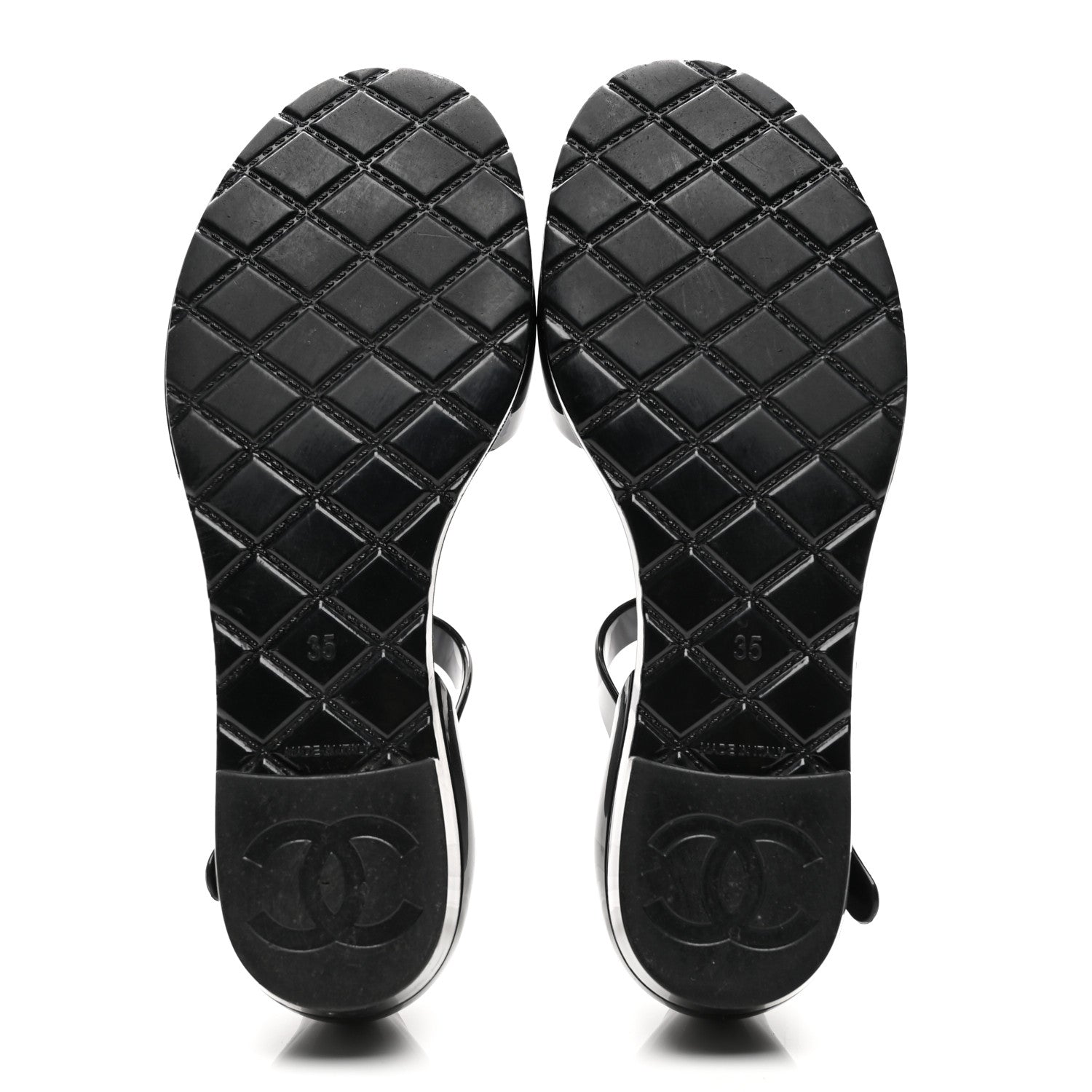 Chanel Jelly Camellia Sandals 35 Black Ivory 6 of 8