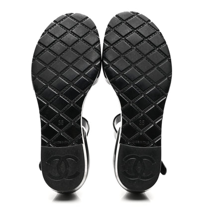 Chanel Jelly Camellia Sandals 35 Black Ivory 6 of 8