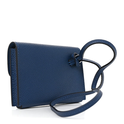 Hermes Epsom Hermesnap Card Holder Bleu Tie 3 of 7