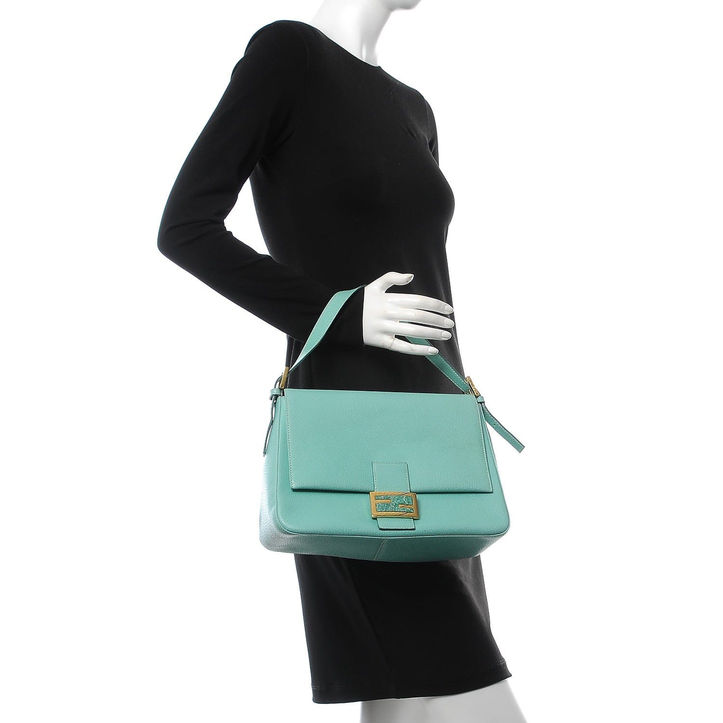 Leather Big Forever Mama Baguette Turquoise