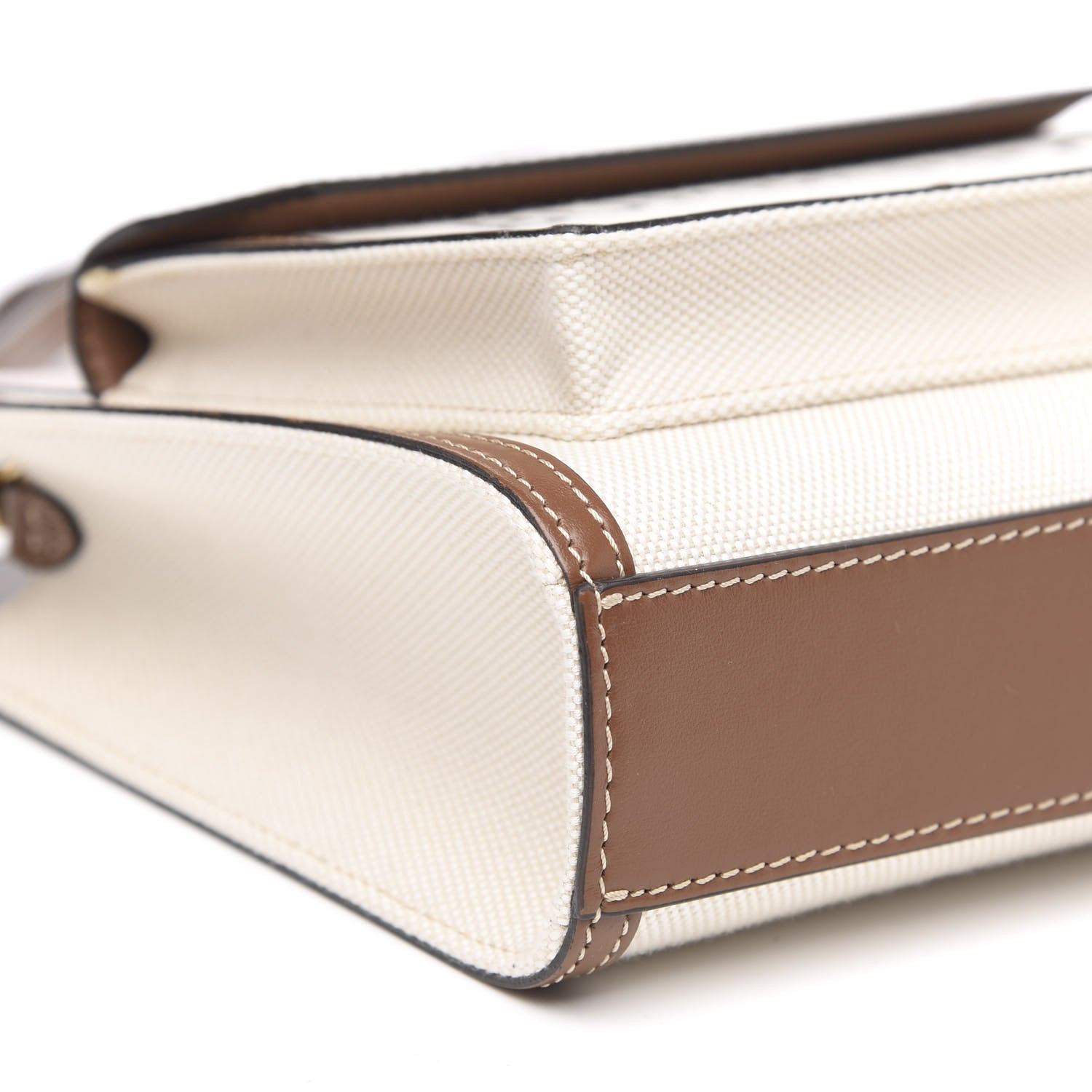 Burberry Canvas Smooth Calfskin Two Tone Mini Pocket Bag Natural Malt Brown 7 of 10