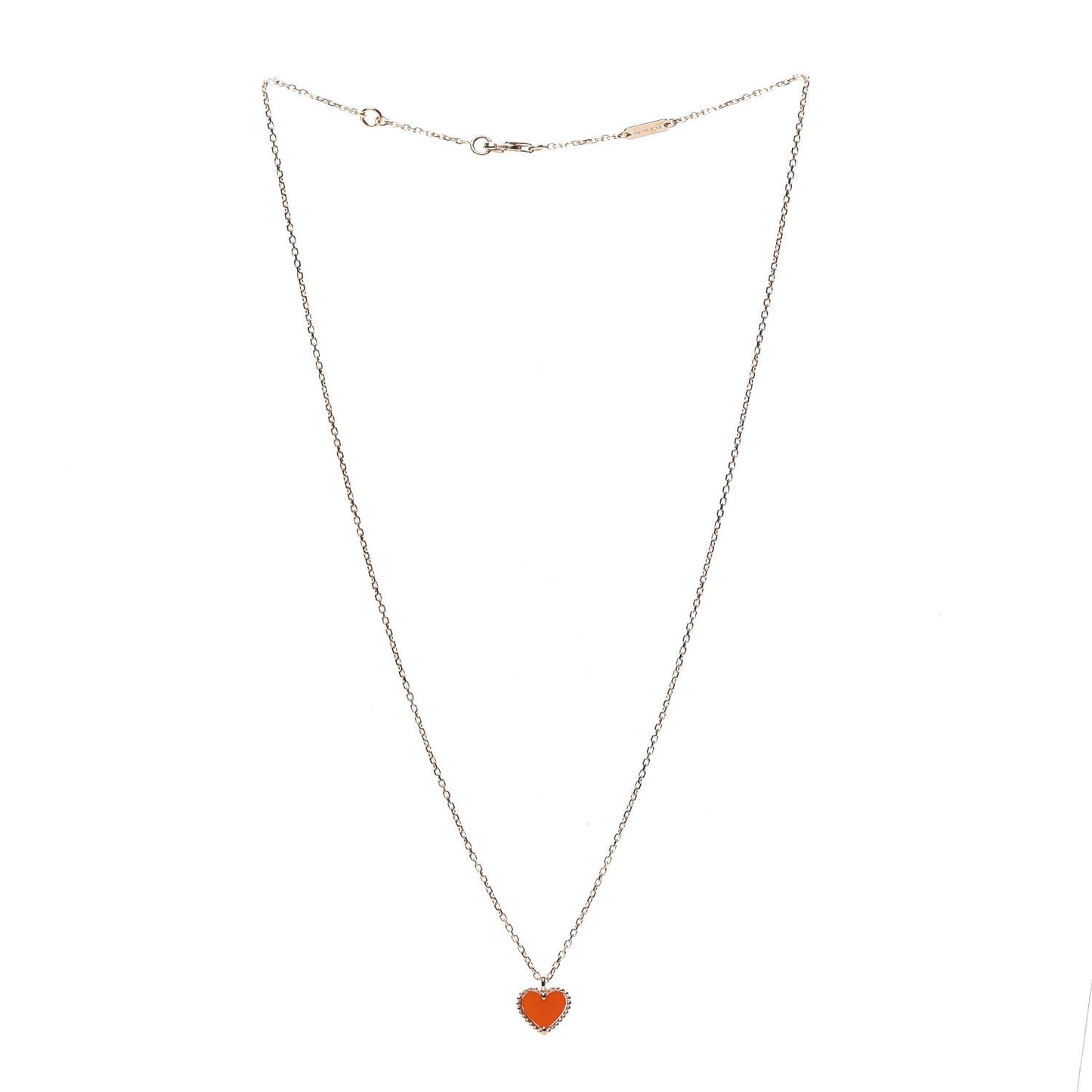 18K Rose Gold Carnelian Sweet Alhambra Heart Pendant Necklace