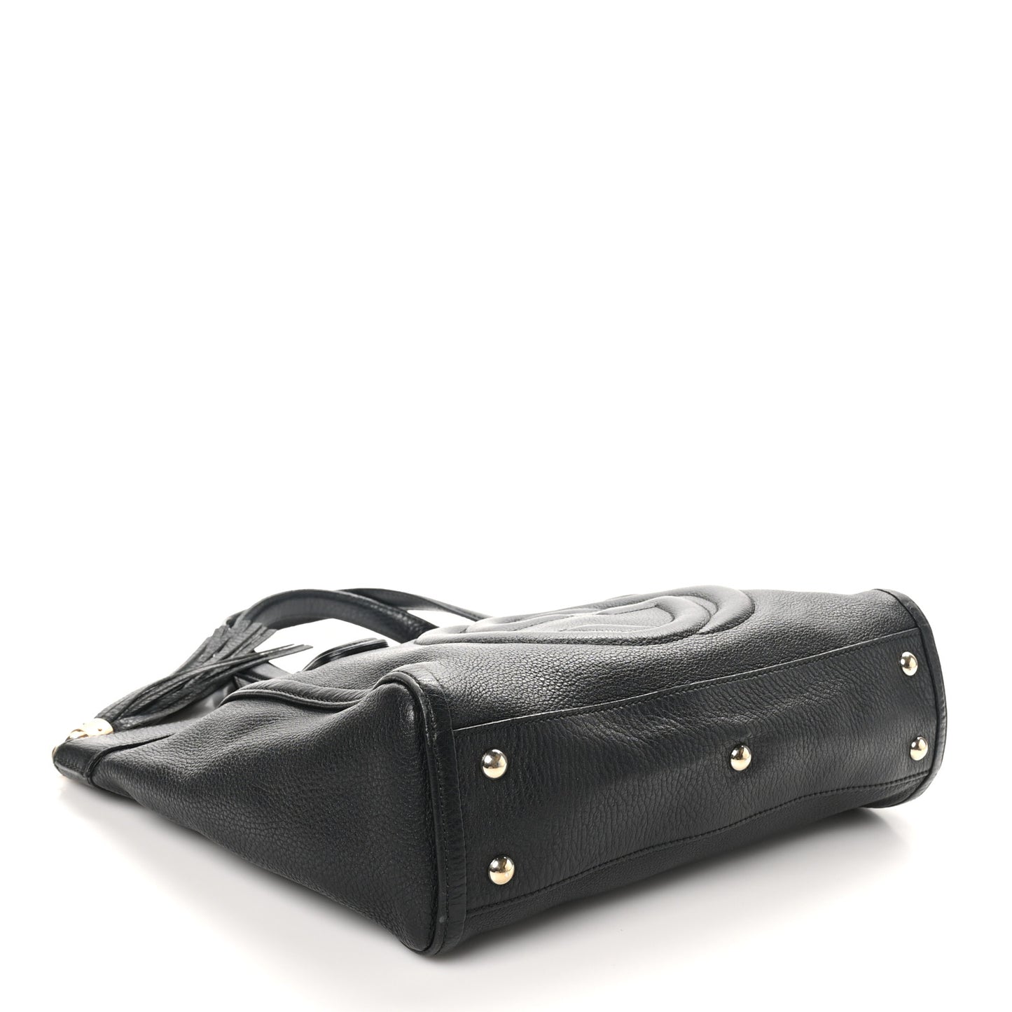 Pebbled Calfskin Small Soho Top Handle Bag Black