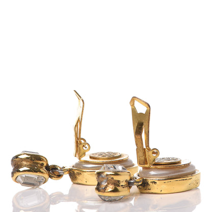 Chanel Pearl Crystal Drop Clip On Earrings 4 of 9