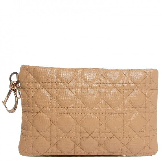 Coated Canvas Panarea Medium Flat Pouch Natural