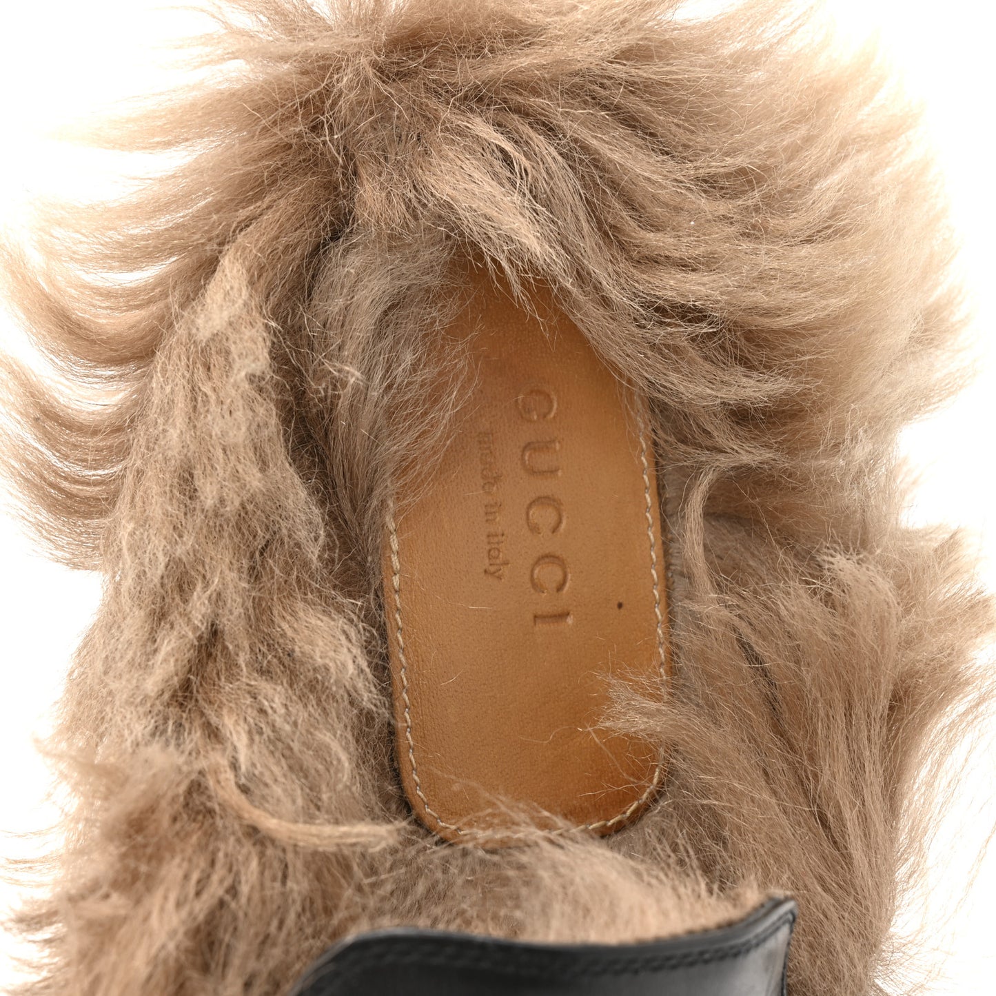 Calfskin Fur Womens Princetown Slippers 40.5 Black