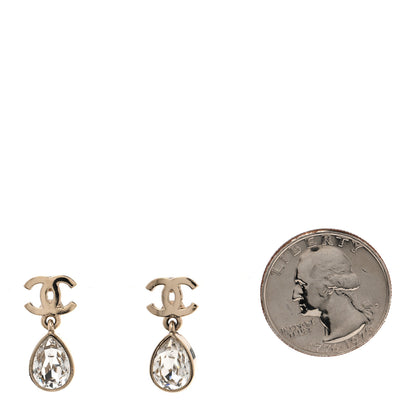 Chanel Crystal CC Tear Drop Earrings Gold 2 of 5