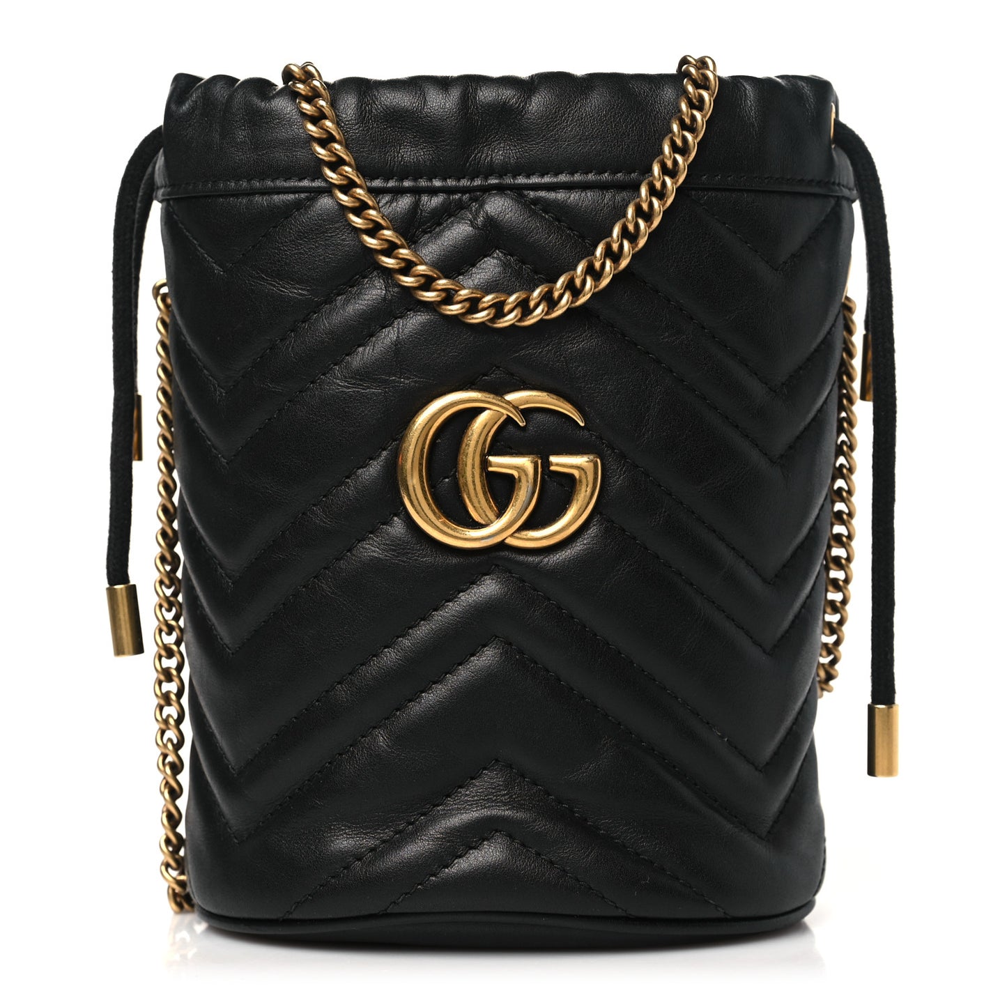 Calfskin Matelasse Mini GG Marmont 2.0 Bucket Bag Black