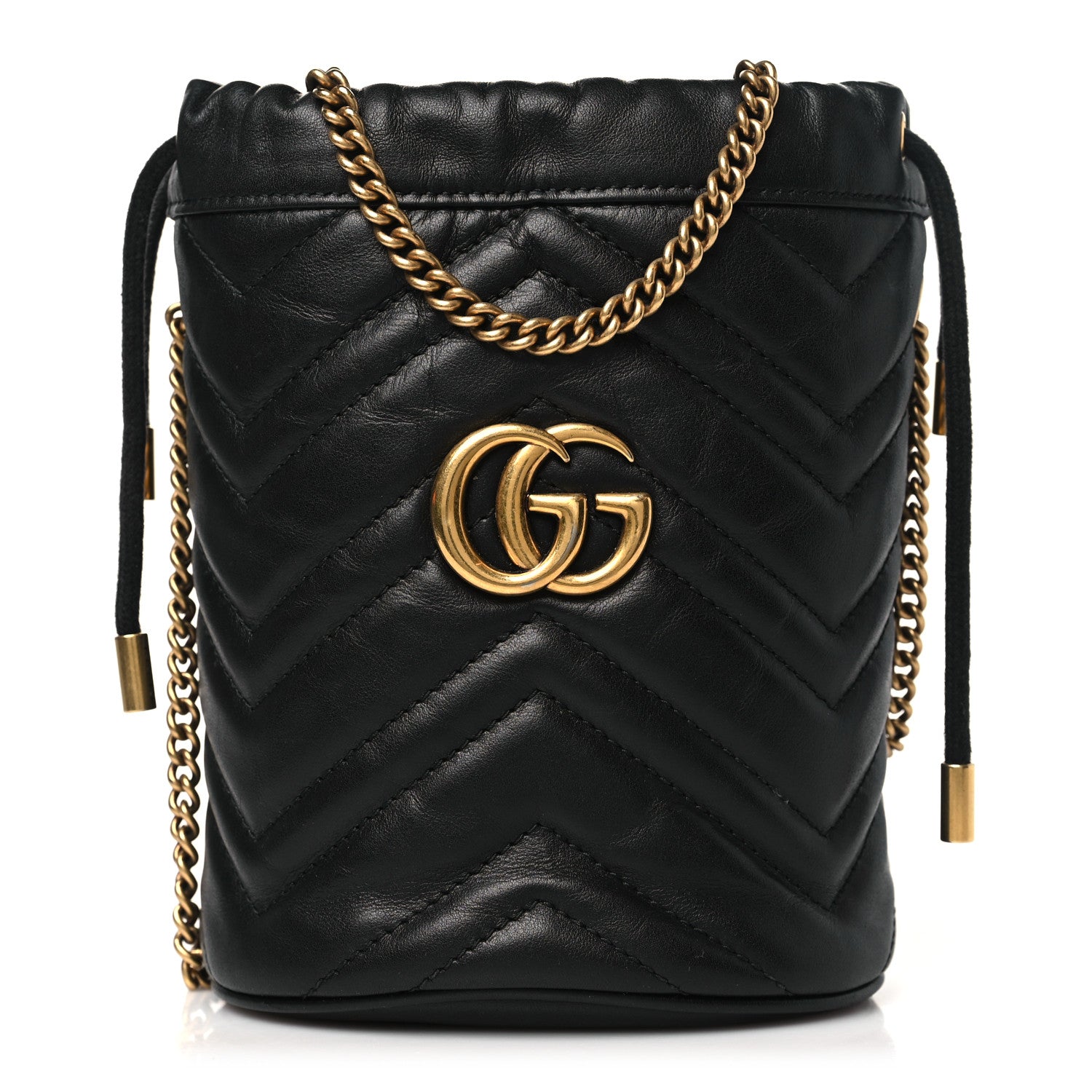 Gucci Calfskin Matelasse Mini GG Marmont 2.0 Bucket Bag Black 1 of 11
