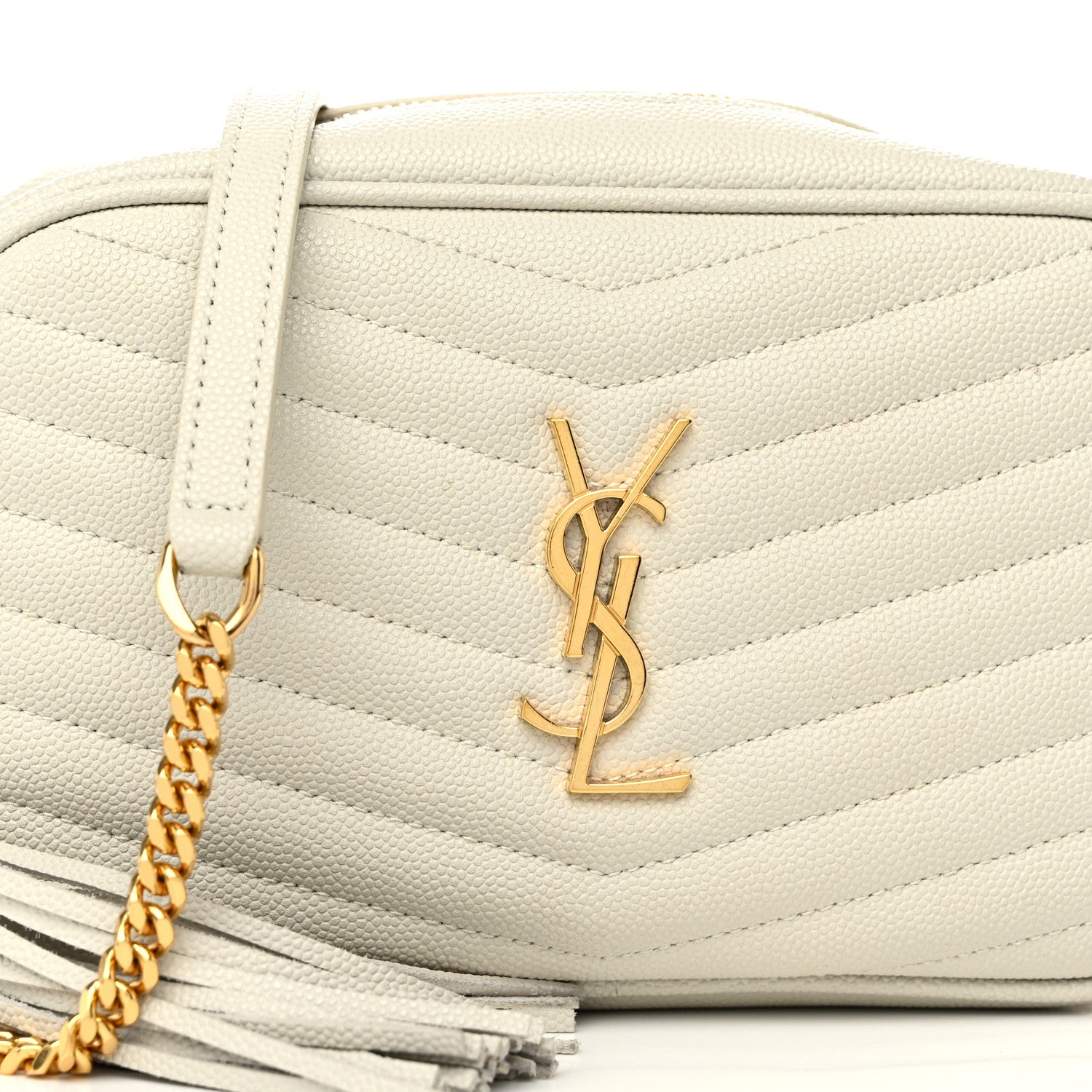 Saint Laurent Grain De Poudre Matelasse Monogram Mini Lou Camera Bag Crema Soft 7 of 9