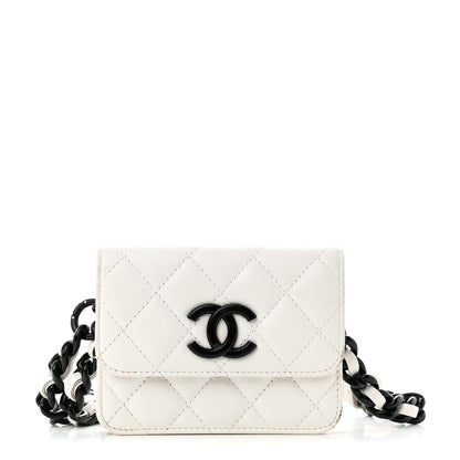 Chanel Caviar Quilted My Everything Belt Flap Card Holder White 1 of 14