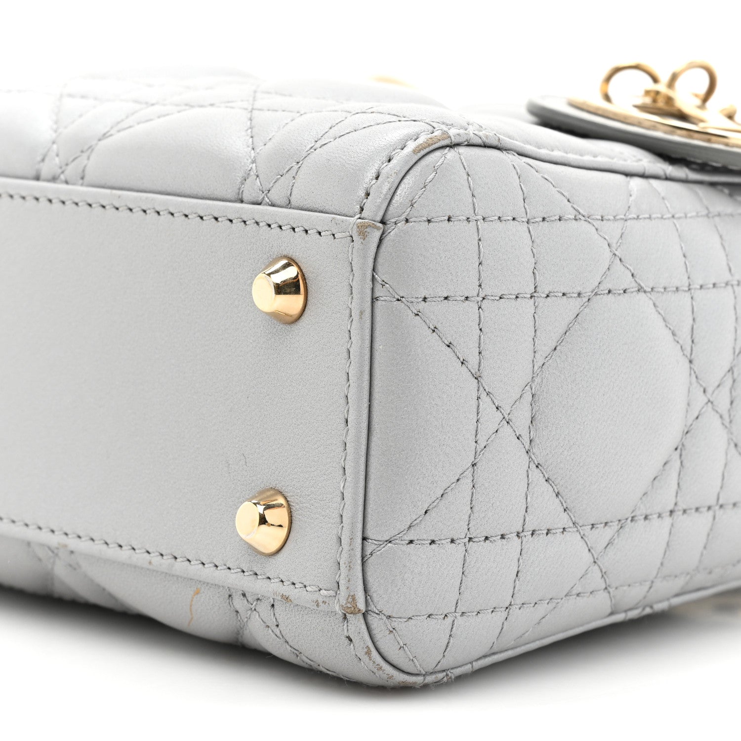 Christian Dior Metallic Lambskin Cannage Mini Lady Dior Grey 8 of 17