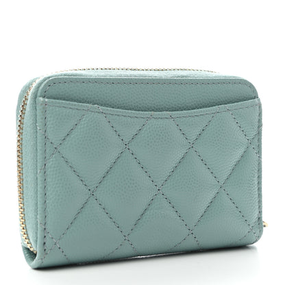 Chanel Caviar Quilted Zip Coin Purse Light Blue 3 of 8