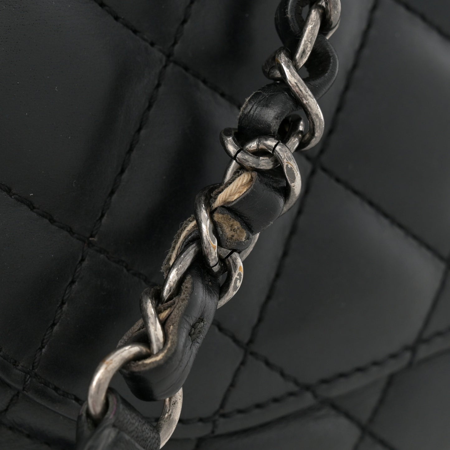Calfskin Quilted Large Easy Shopping Tote Black