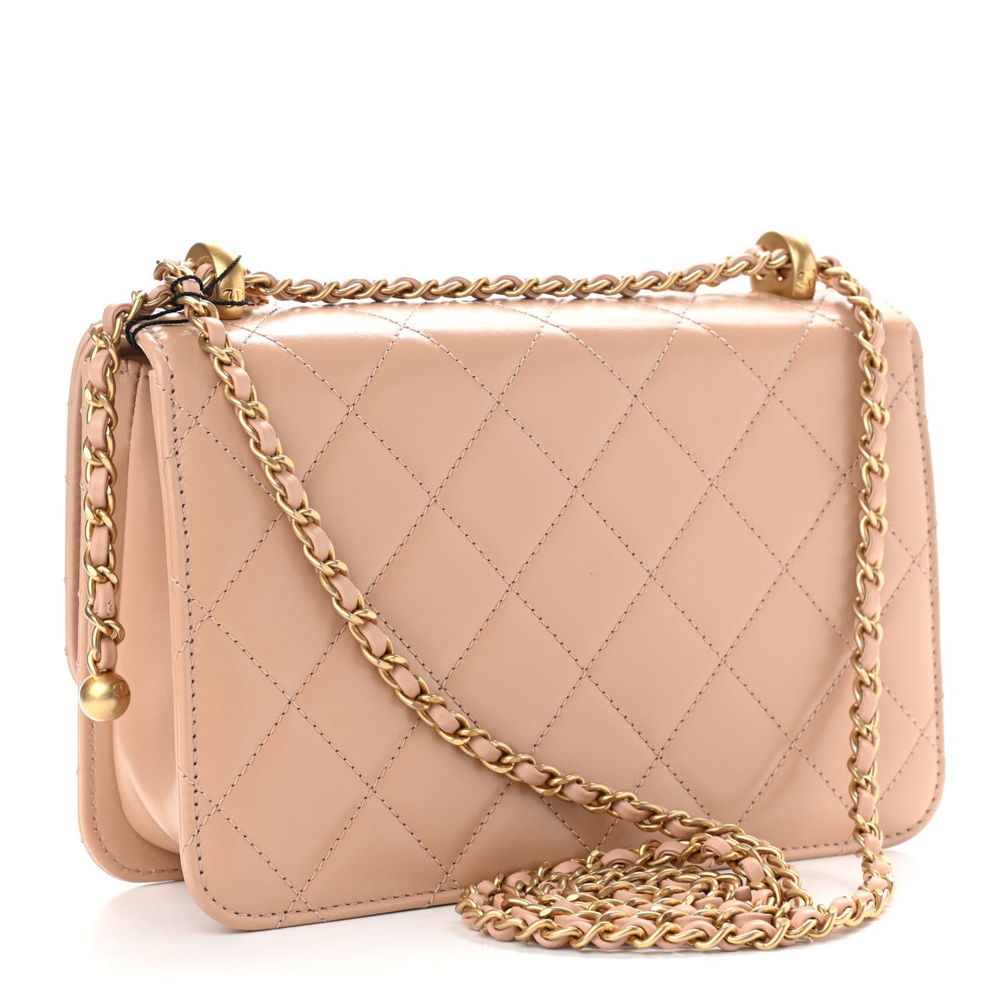 Calfskin Quilted Perfect Fit Flap Beige