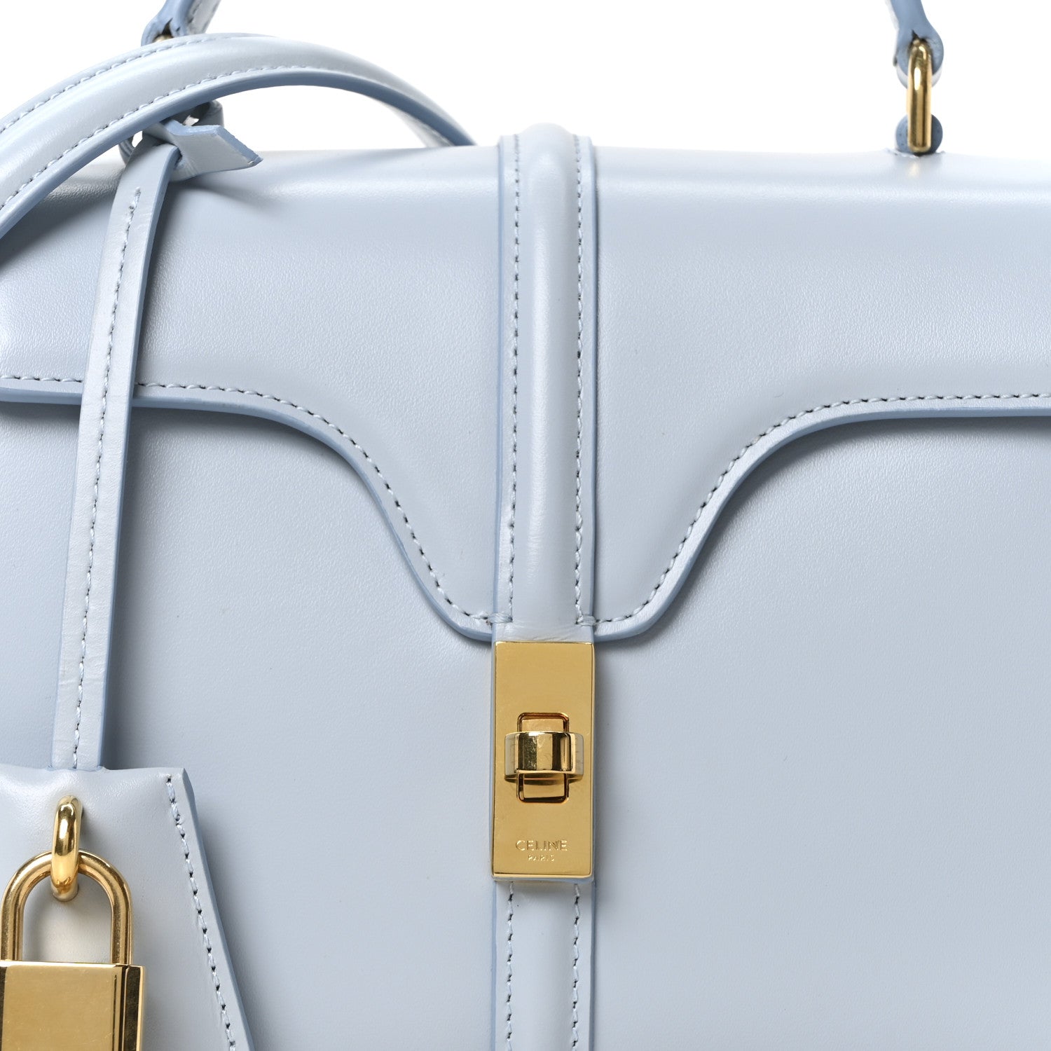 Celine Satinated Calfskin Mini 16 Top Handle Bag Pale Blue 10 of 13