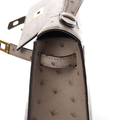 Hermes Ostrich Kelly Pochette Clutch Gris Asphalte 15 of 24