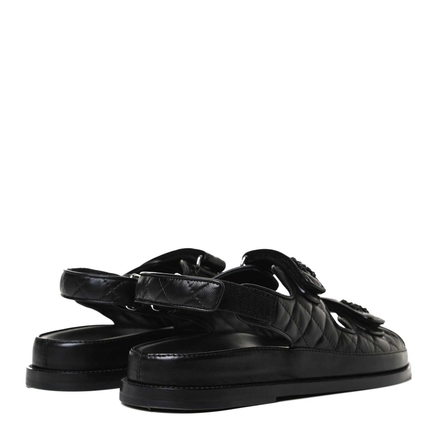 Chanel Lambskin Quilted Velcro Dad Sandals 41 So Black 4 of 12
