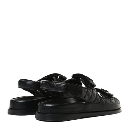 Chanel Lambskin Quilted Velcro Dad Sandals 41 So Black 4 of 12