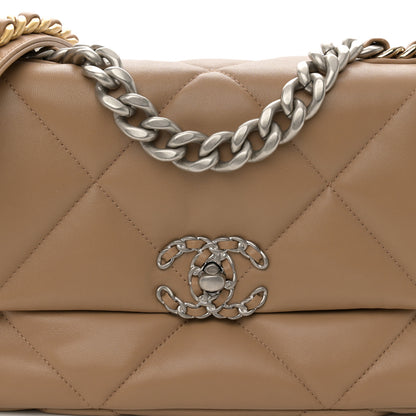 Chanel Lambskin Quilted Medium Chanel 19 Flap Dark Beige 8 of 10