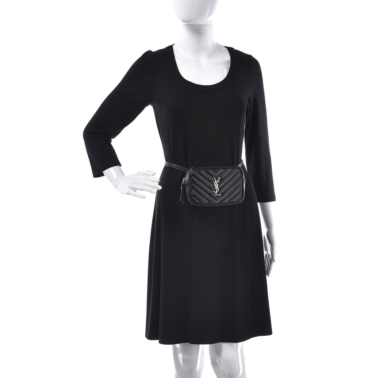 Calfskin Matelasse Studded Monogram Lou Belt Bag Black