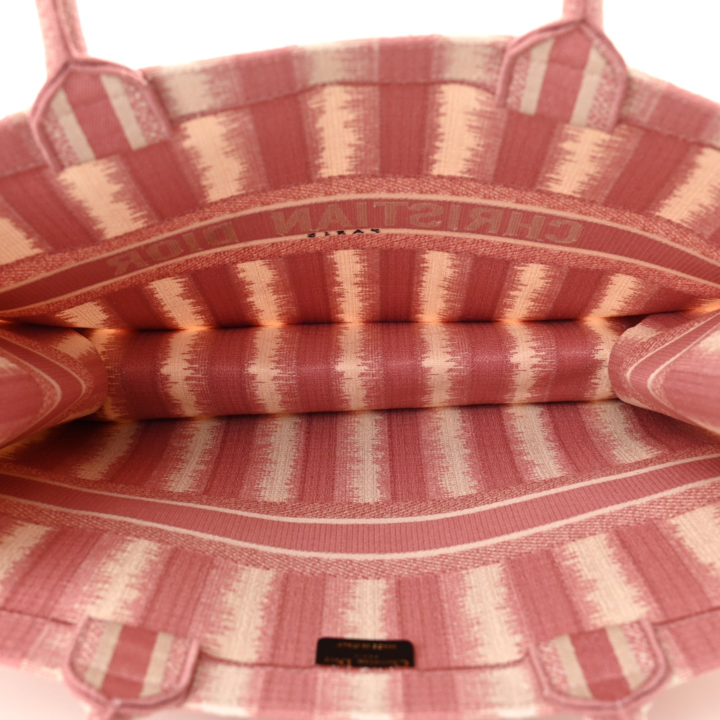 Canvas Embroidered Large Striped Book Tote Pink