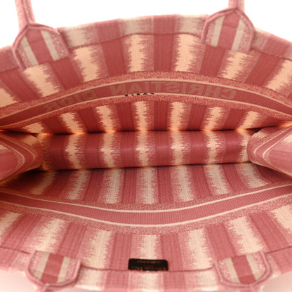 Christian Dior Canvas Embroidered Large Striped Book Tote Pink 5 of 11
