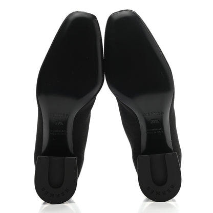 Hermes Knit Calfskin Volver Ankle Boots 37.5 Black 5 of 8