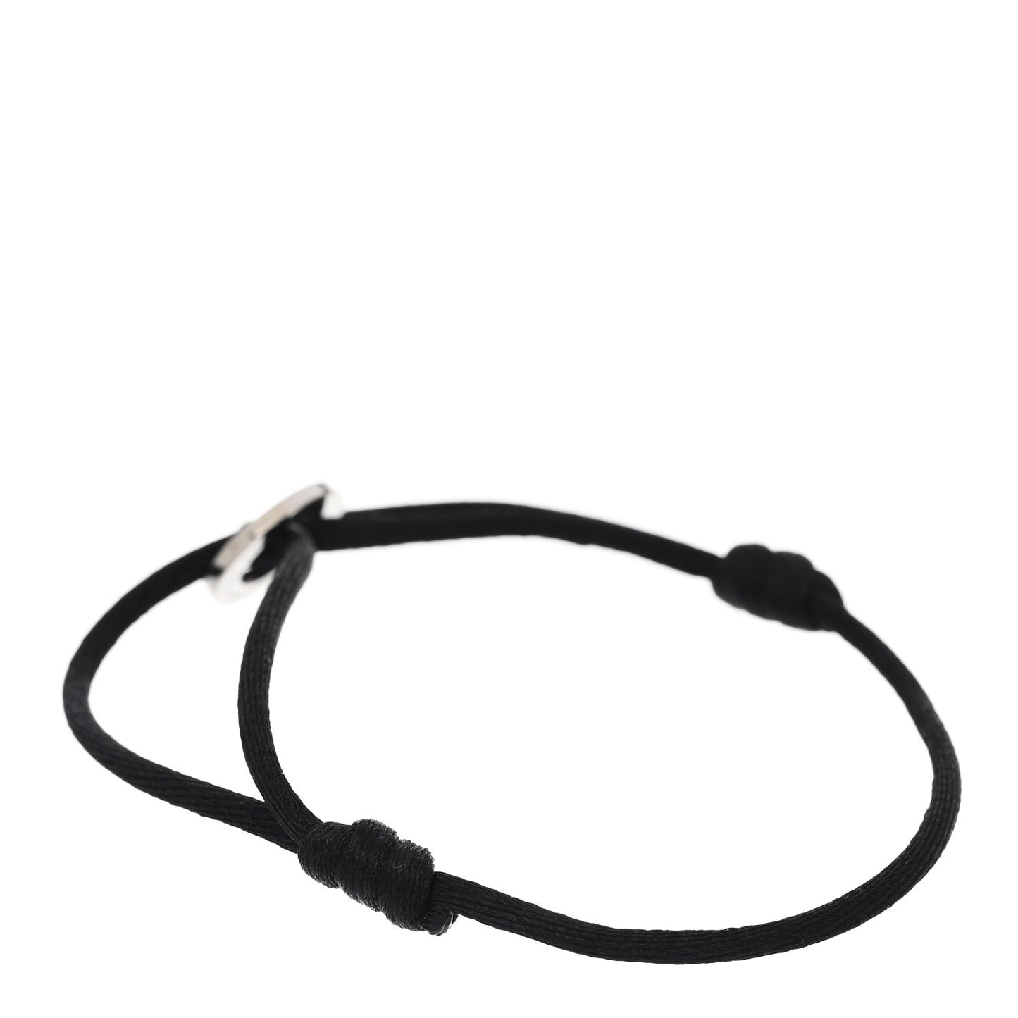 18K White Gold Diamond LOVE Adjustable Cord Bracelet Black