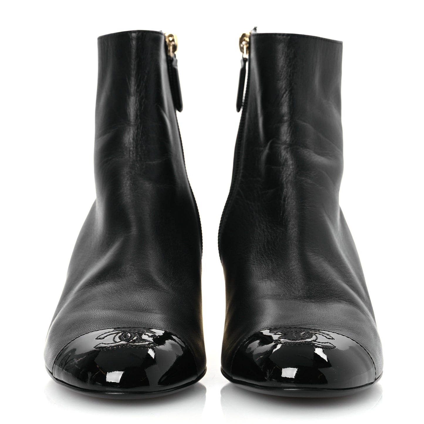 Mixed Fibers Lambskin Patent Calfskin Convertible High Boots 38 Black