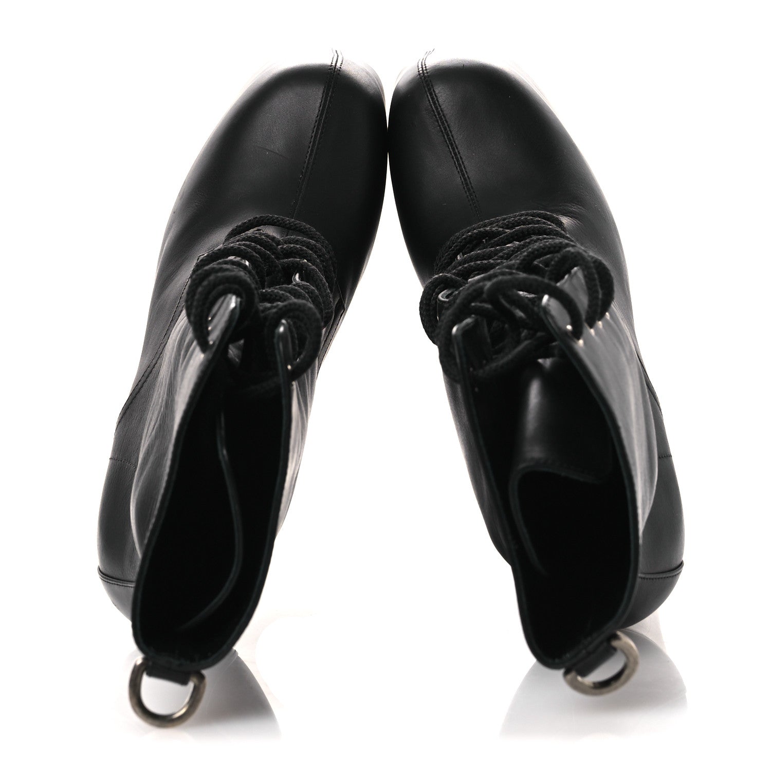 Saint Laurent Calfskin Mina Lace Up Platform Boots 40 Black 2 of 12