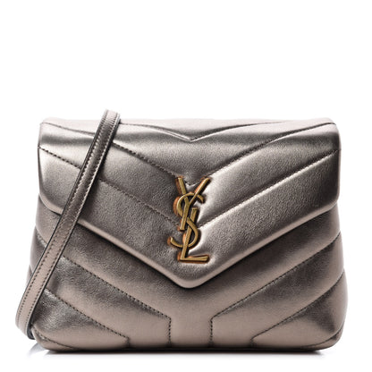 Saint Laurent Metallic Calfskin Y Quilted Monogram Toy Loulou Crossbody Bag Piombo 1 of 13