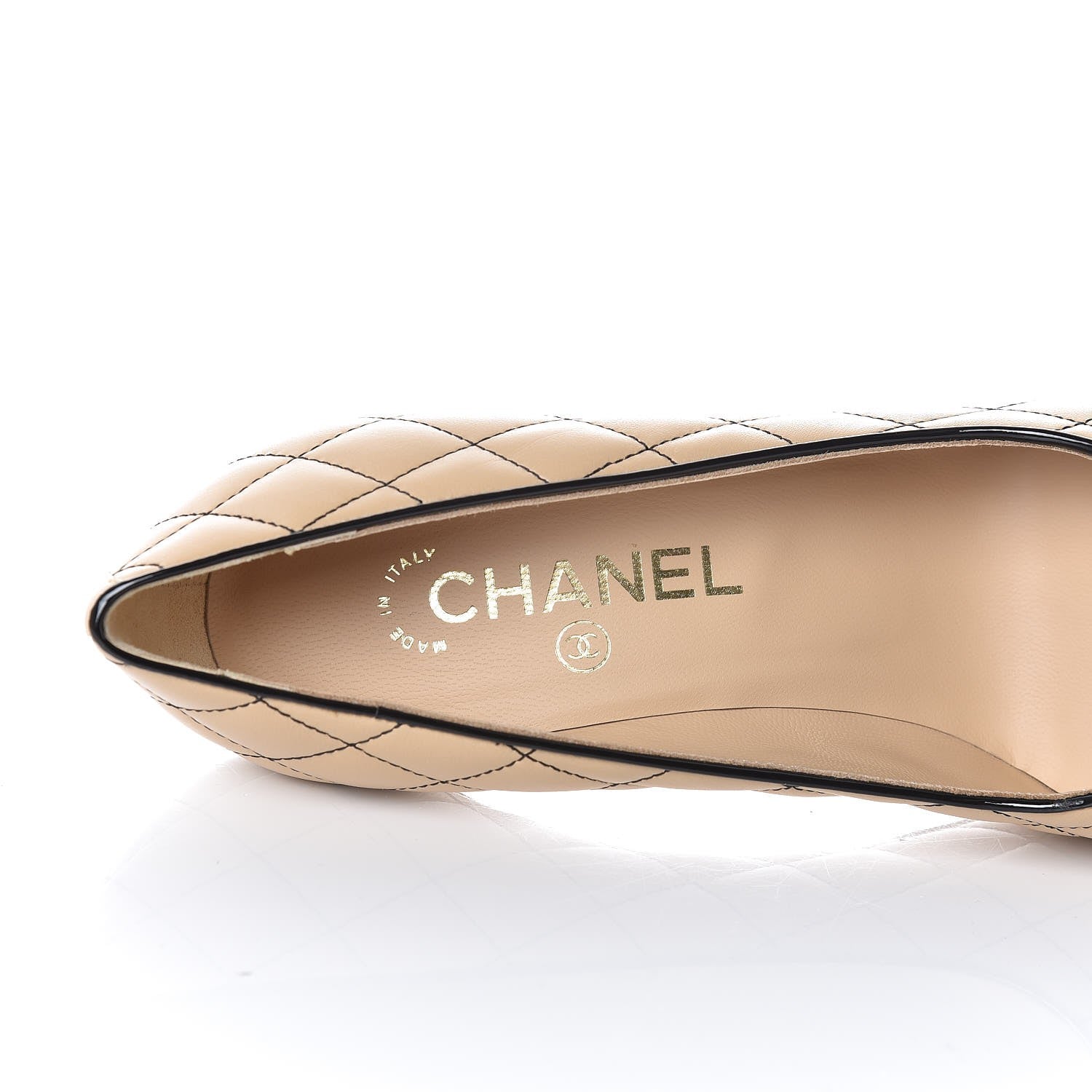Chanel Lambskin Suede Quilted Cap Toe Pumps 38.5 Beige Black 7 of 9