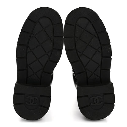 Chanel Lambskin Calfskin Quilted Lace Up Combat Boots 38 Black 6 of 10
