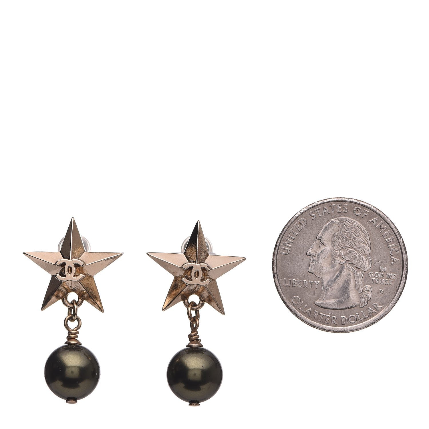 Chanel Pearl CC Star Drop Earrings Pearly Green 6 of 10