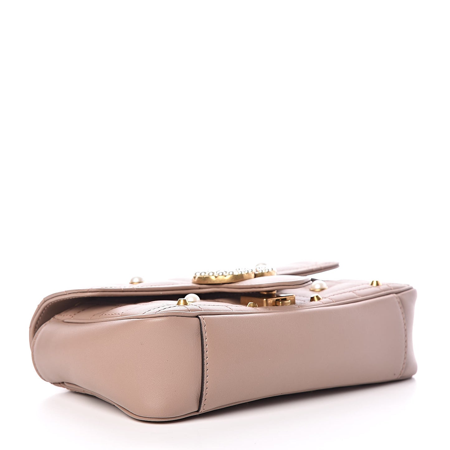 Calfskin Matelasse Studded Mini Pearly GG Marmont Shoulder Bag Porcelain Rose