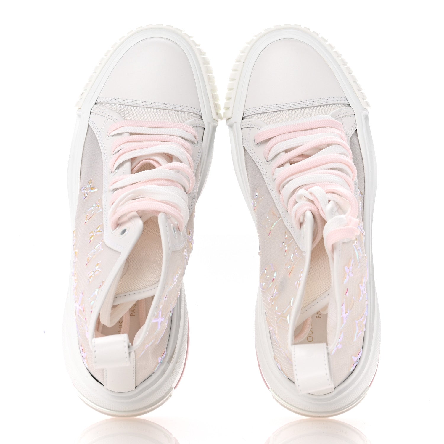 Louis Vuitton Iridescent Technical Mesh Monogram LV Squad Sneaker Boots 38.5 Rose Clair 2 of 12