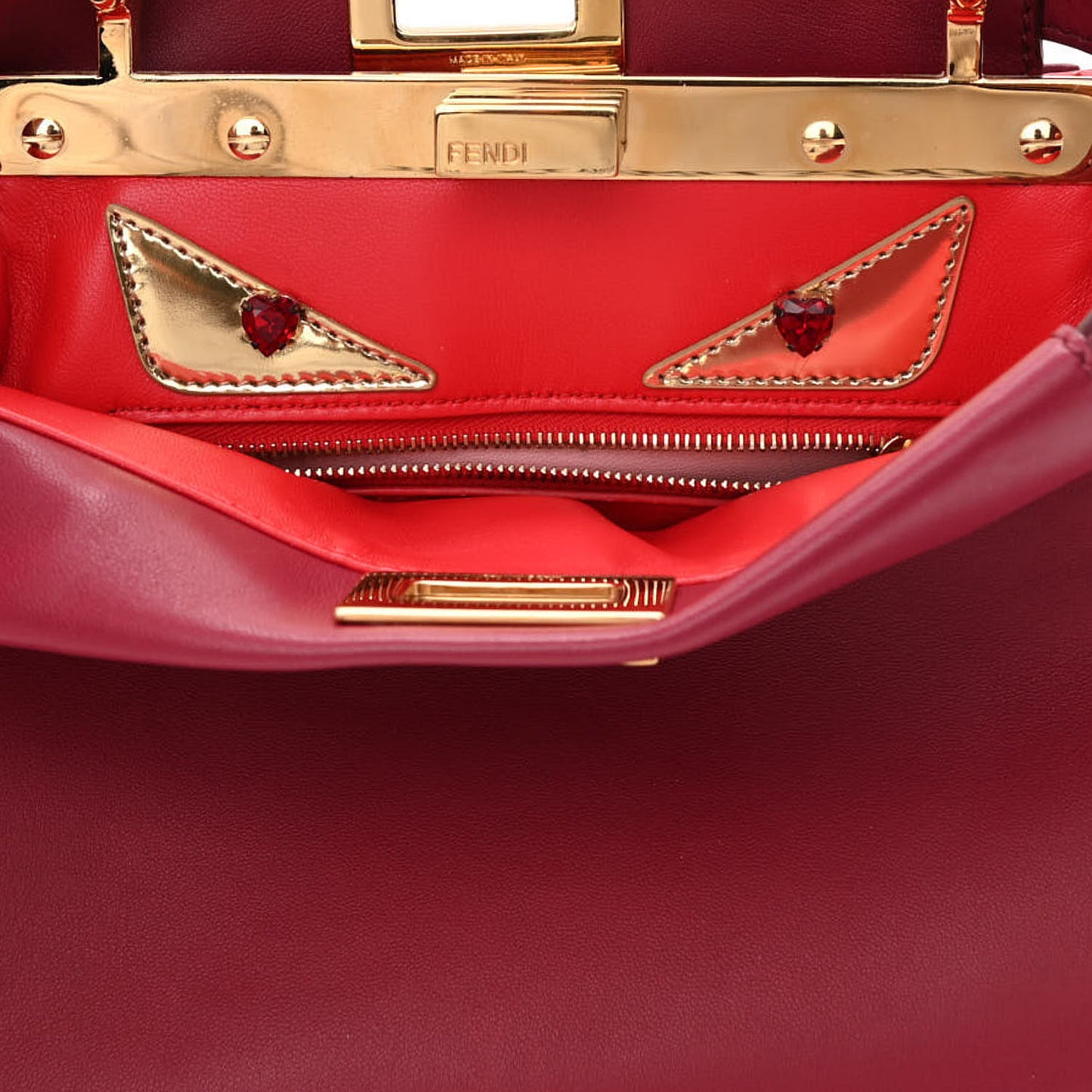 Nappa Monster Eyes Mini Peekaboo Iconic Satchel Amarena Fiamma