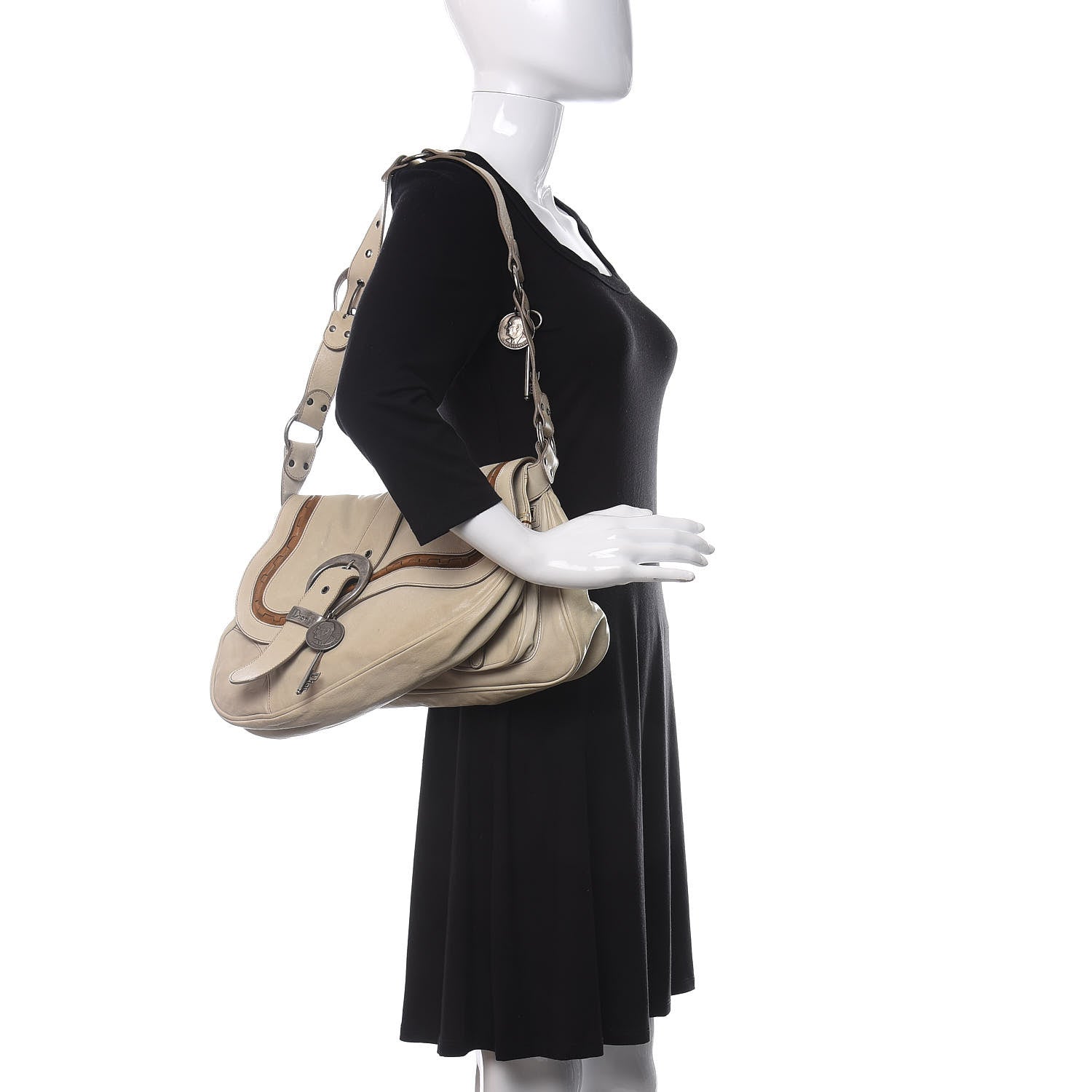 Christian Dior Calfskin Gaucho Double Saddle Bag Ivory 2 of 11