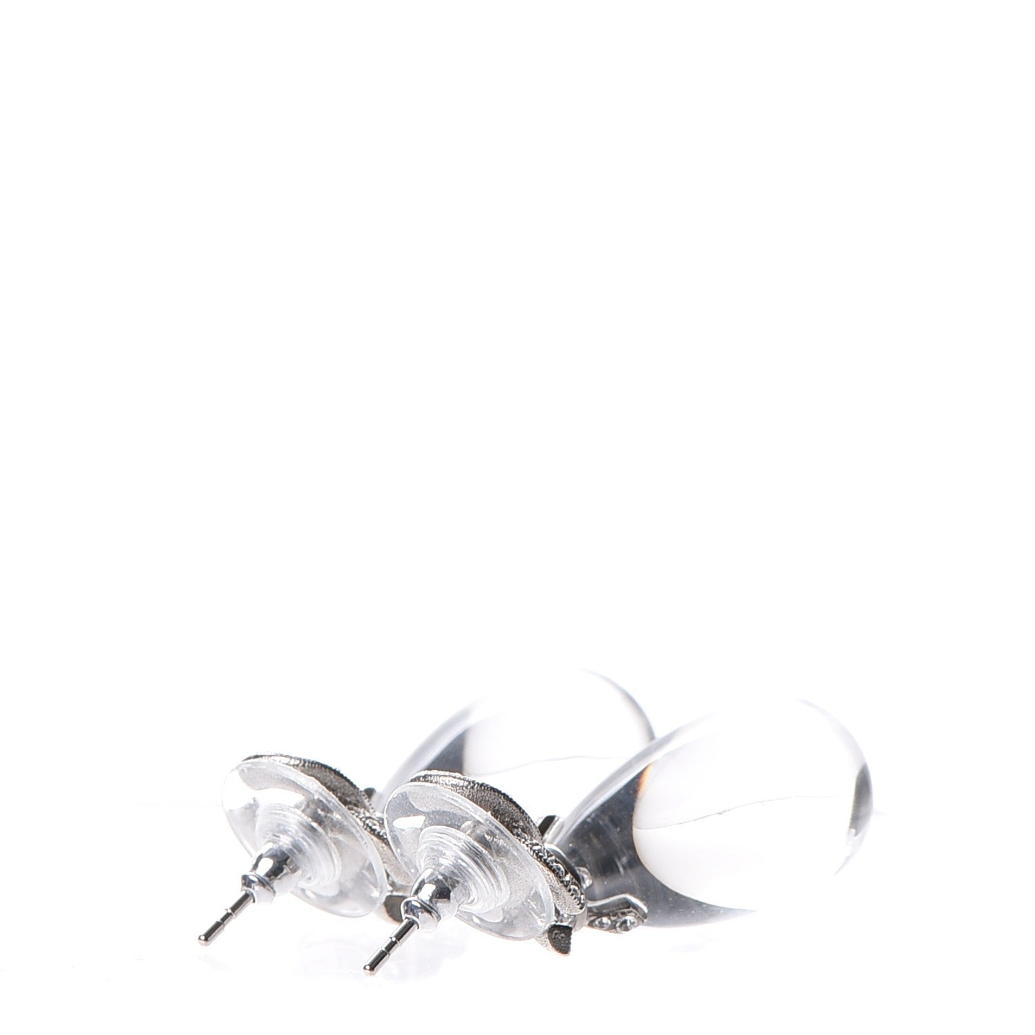 Chanel Ruthenium Crystal CC Drop Earrings Silver 3 of 7