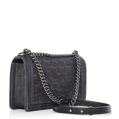 Chanel Denim Quilted New Medium Boy Flap Black 3 of 9